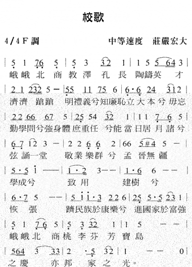  國立臺北商業大學校歌詞曲